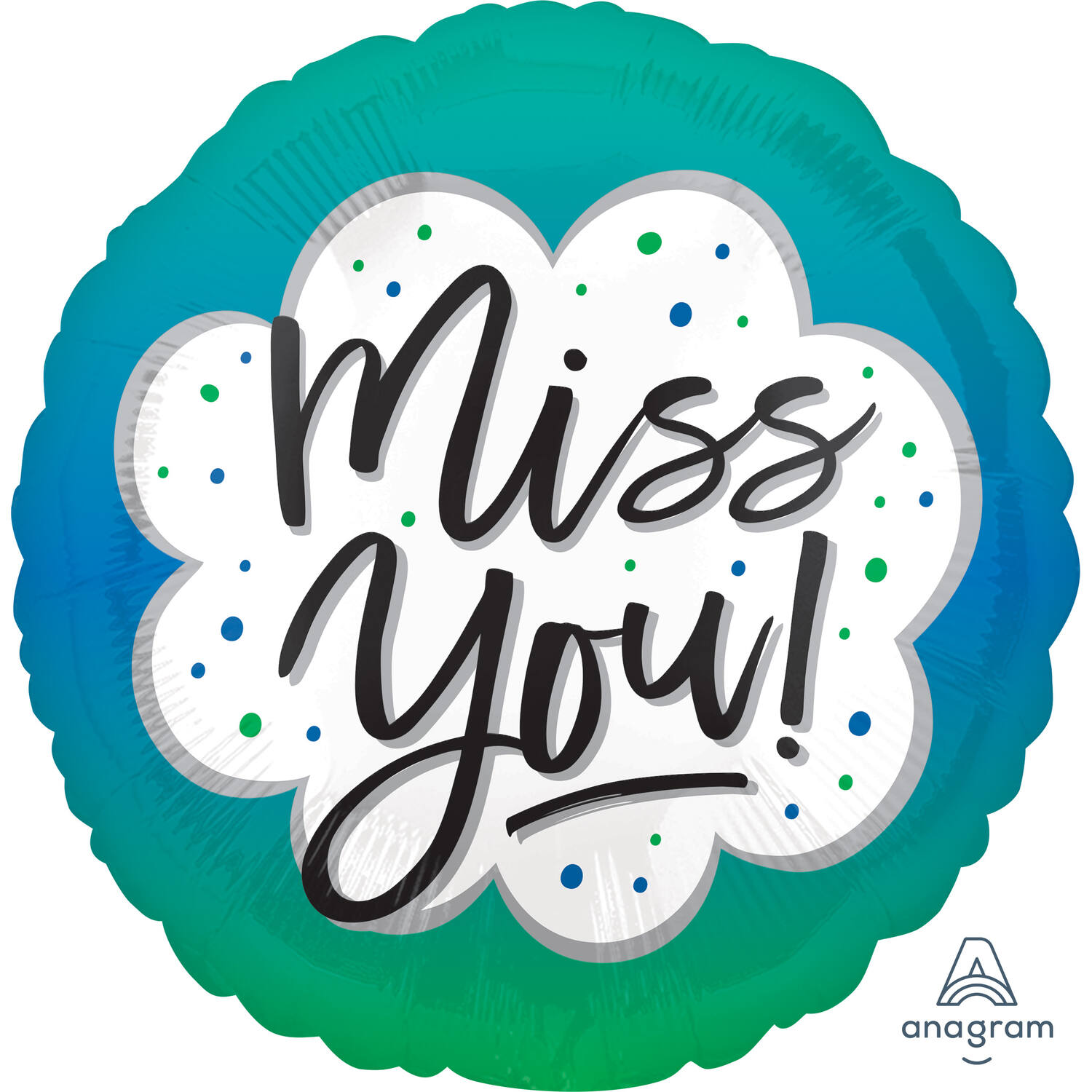 Foil balloon - "Miss You!" - Ombre - 45 cm